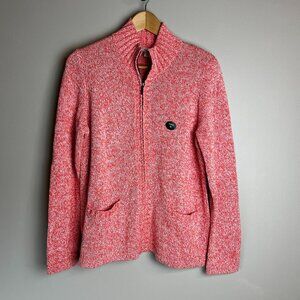 L.L. Bean Sweater Cotton Petite M Lightweight Zip Pink Rib Knit Mock Neck NWT!